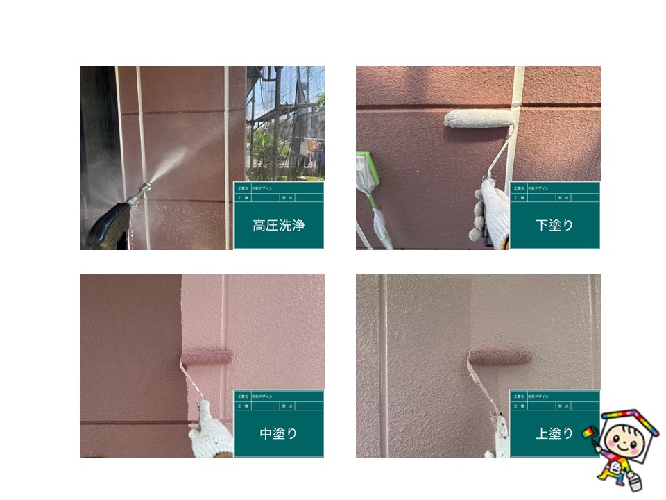 高圧洗浄をしっかり行い、メーカー規定の3回塗りで技術と知識を持って仕上げました。しっかり撥水しています。